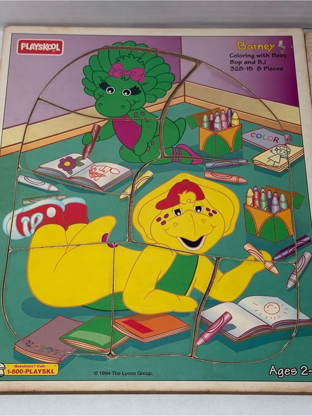 Vintage 90s Barney Lyons Group Wooden Preschool Toddler Puzzles 1993 1994